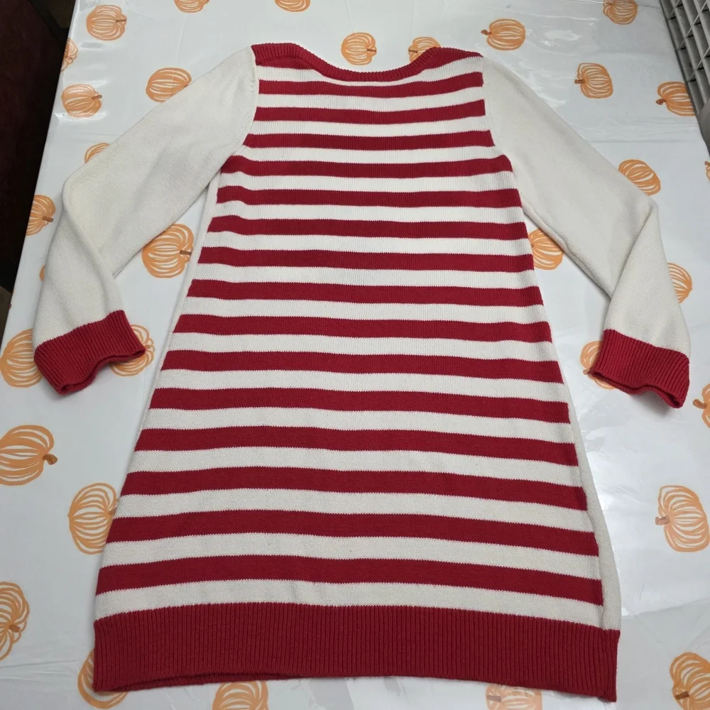 Gymboree Girls Olivia Pig Red & Cream Color Striped Knit Sweater Dress Size 8